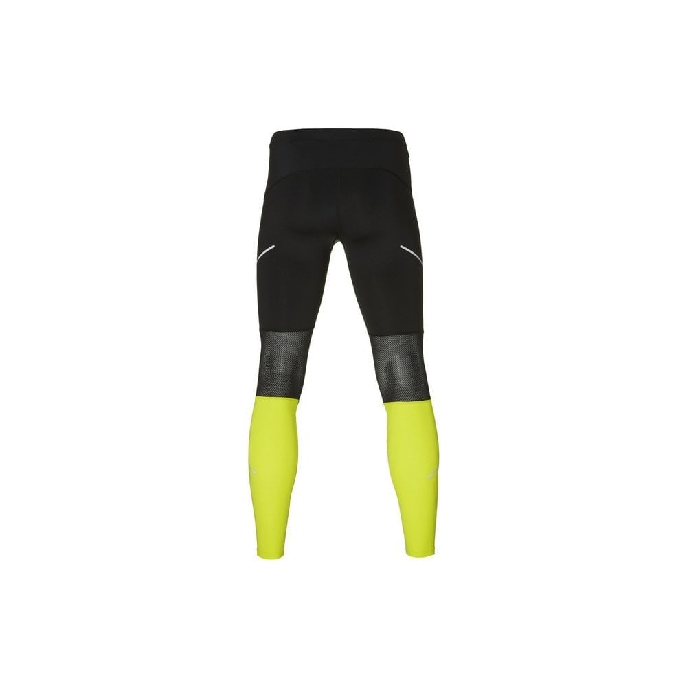 Asics Men's Stripe Running Tights - Performance Black/Safety Yellow